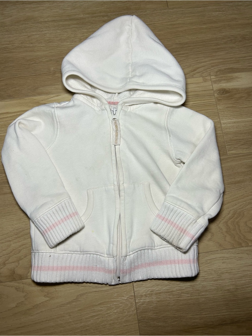 Old Navy Cream Hooded Zip-Up Sweatshirt with Light Pink Trim